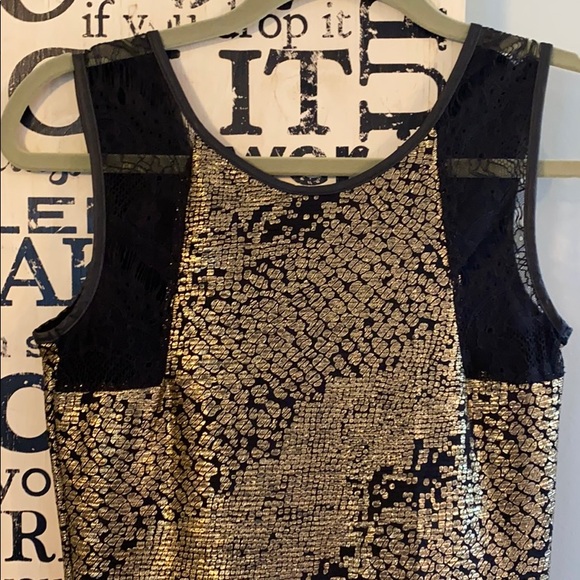 Vera Moda Gold Shimmer Holiday Dress - Picture 6 of 7